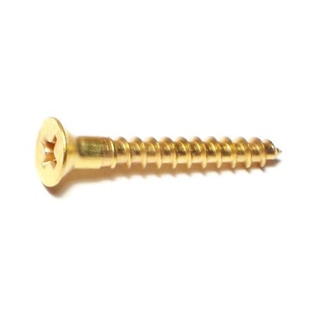 Midwest Fastener Wood Screw, #8, 1-1/4 in, Plain Brass Flat Head Phillips Drive, 100 PK 02866